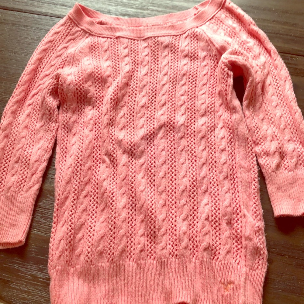 American Eagle Women’s Scoop Neck Mesh Sweater